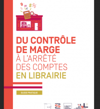 Couverture du guide pratique ""Du contrôle de marge à l'arrêté des comptes en librairie" avec un fond noir